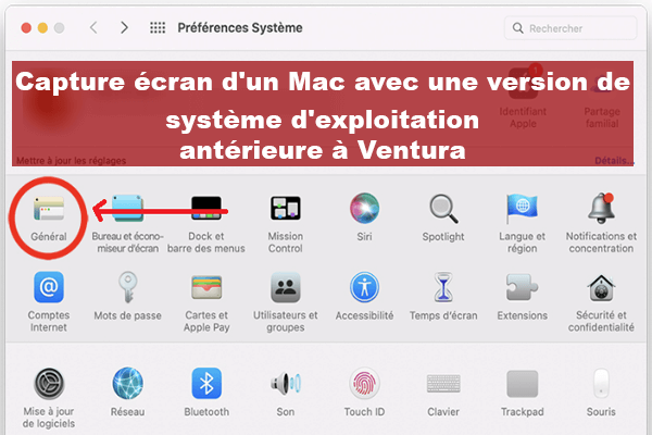 Changement du navigateur web sur une version antérieure à MacOS Ventura 