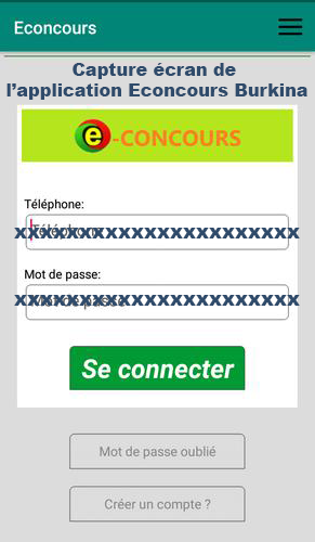 Inscription application android econcours
