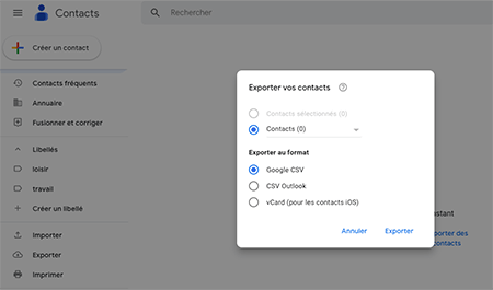Importer contact Gmail dans Google Contacts