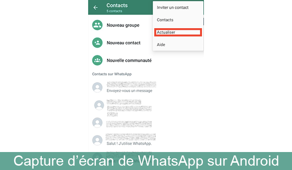 Démarche d'affichage des noms dans WhatsApp sur Android