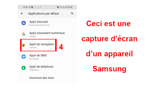 Définir l'Appli de navigateur Samsung